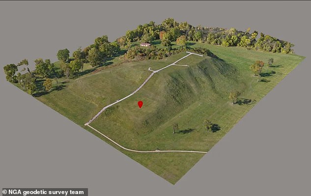 The Cahokia Mounds aerial survey conducted flybys over more than 490 acres of the site, the largest single area that NGA has ever surveyed via drone with LiDAR technology. This data was also used to build a photogrammetric 3D foundational mesh model of Monks Mound (above)