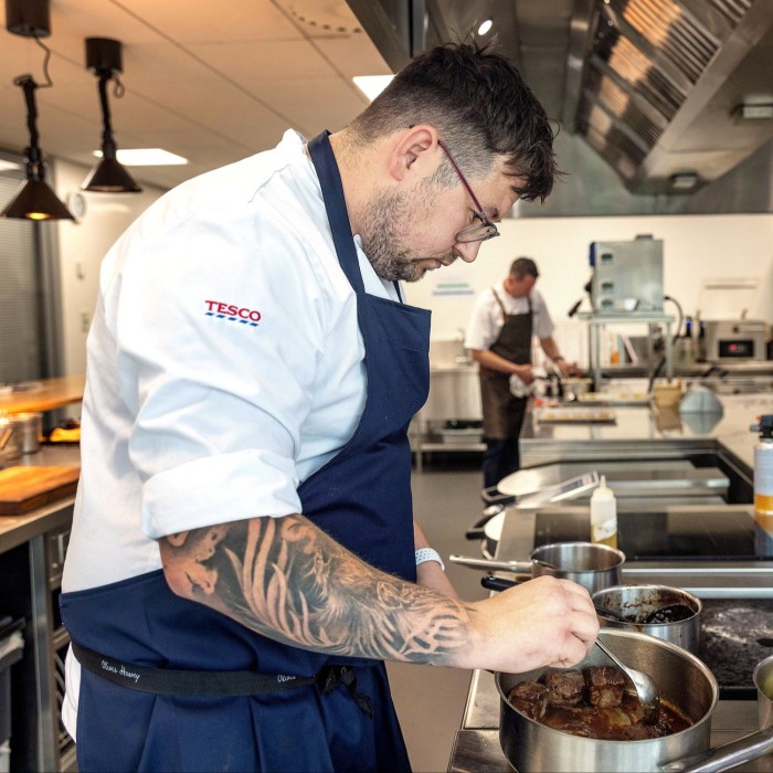 Executive chef Jamie Robinson at Tesco food development centre 