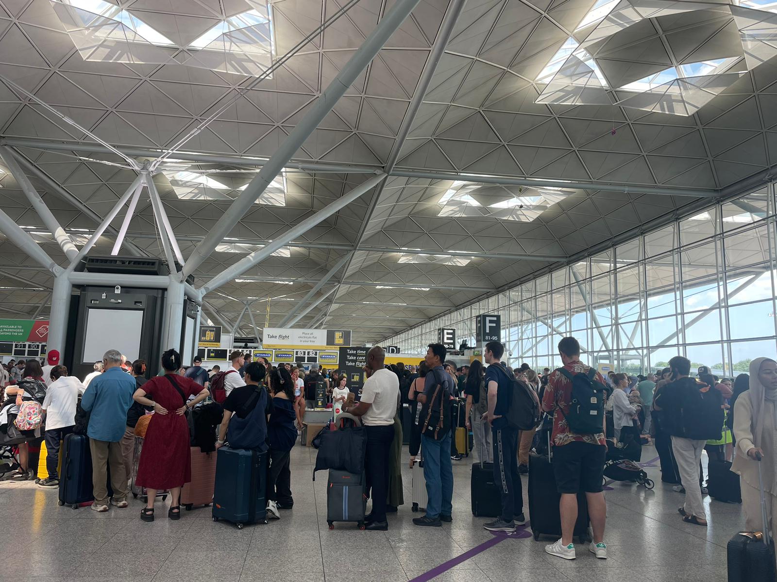 Queues at Stansted Airport