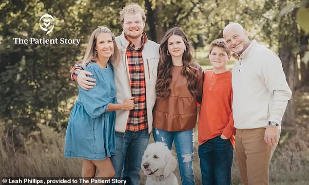 The mother of three (left), here with her family, had been physically active and was part of a running club when she received her lung cancer diagnosis