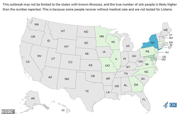 Cases of listeriosis have been detected in 12 states. Two people have died - one in New Jersey and another in Illinois. The CDC believes the outbreak is likely larger than what officials have recorded