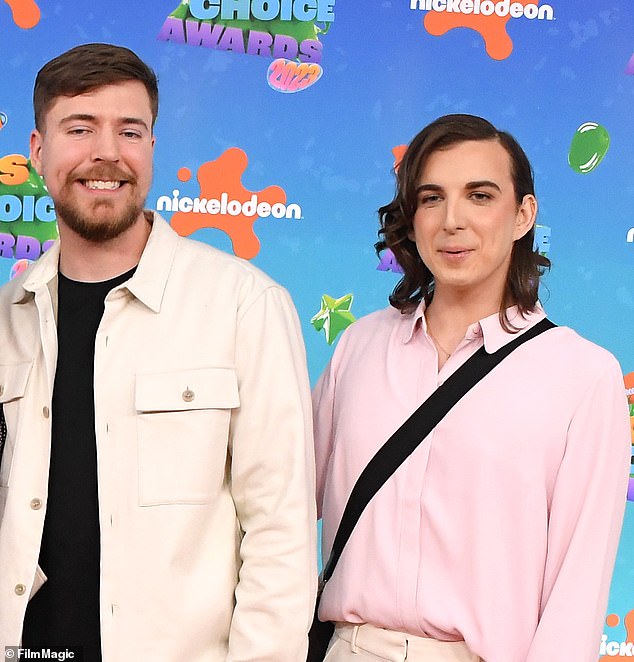 Ava Kris Tyson (right) the embattled co-host of a YouTube show on MrBeast's record-setting channel is facing a still bigger reckoning for past use of the n-word and racially inflammatory posts. A childhood friend of MrBeast (left), Tyson was one of four friends hired by the creator