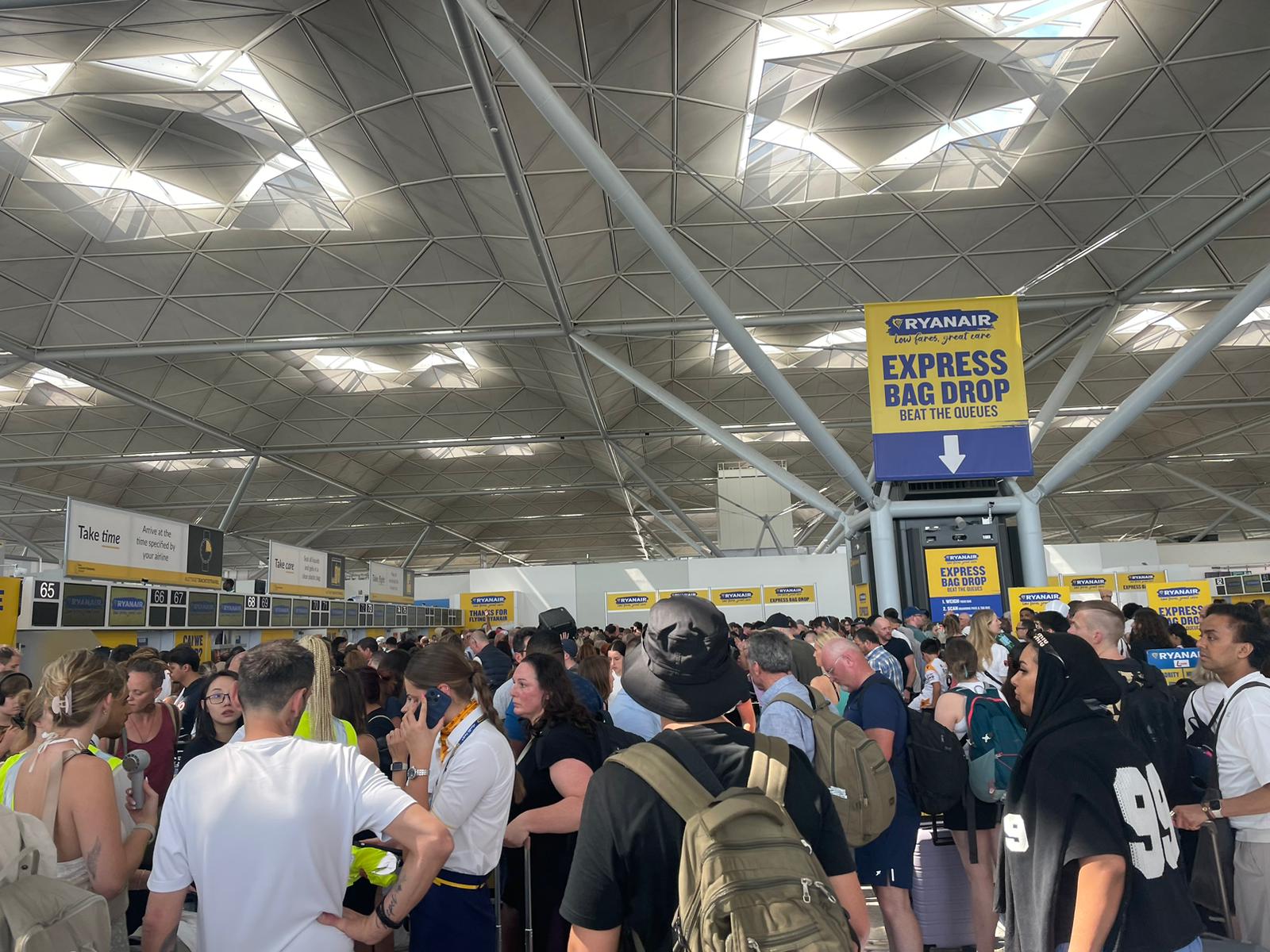 Queues at Stansted Airport