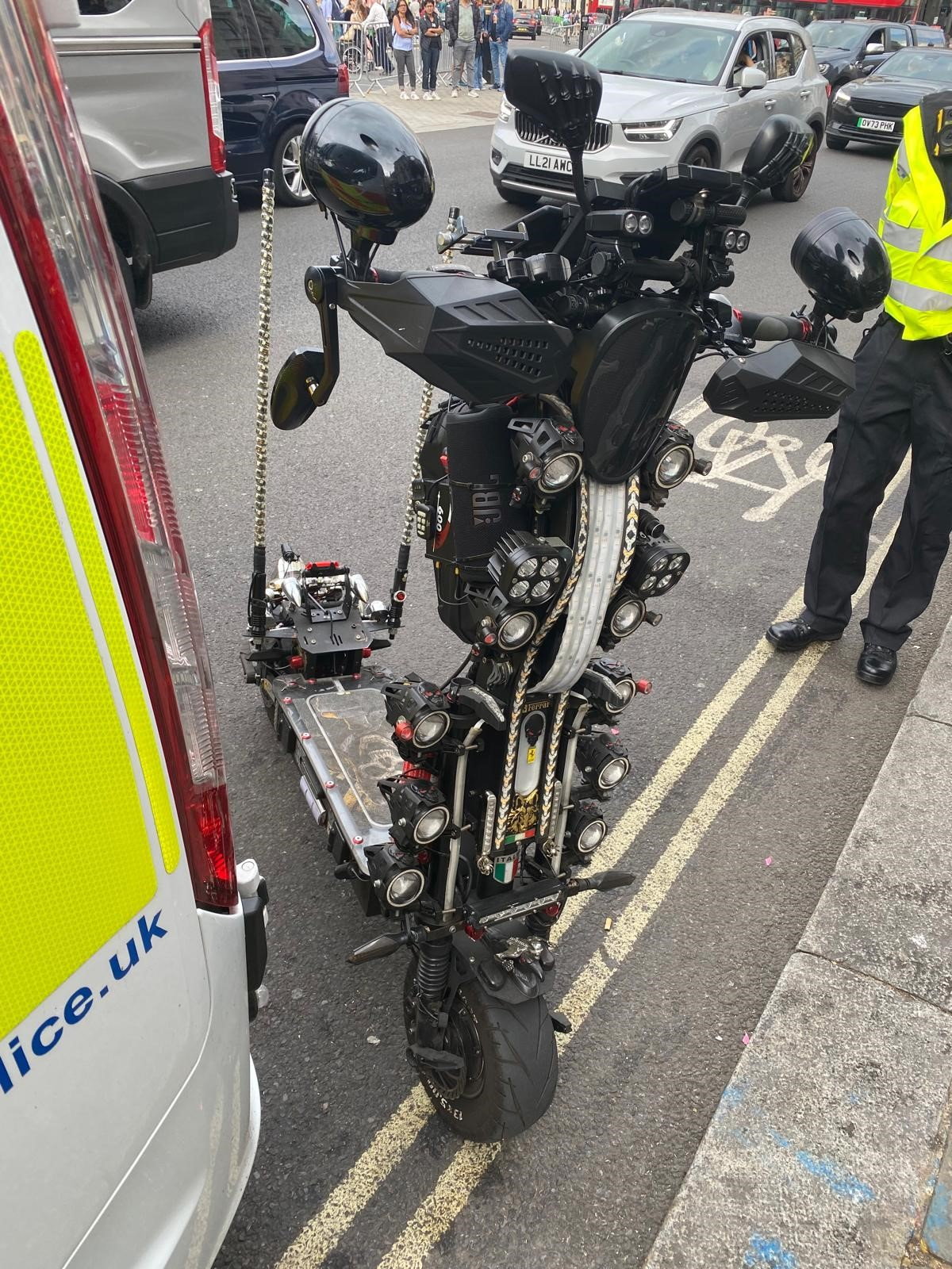 A customised e-scooter worth a reported £15,000 was also seized by cops