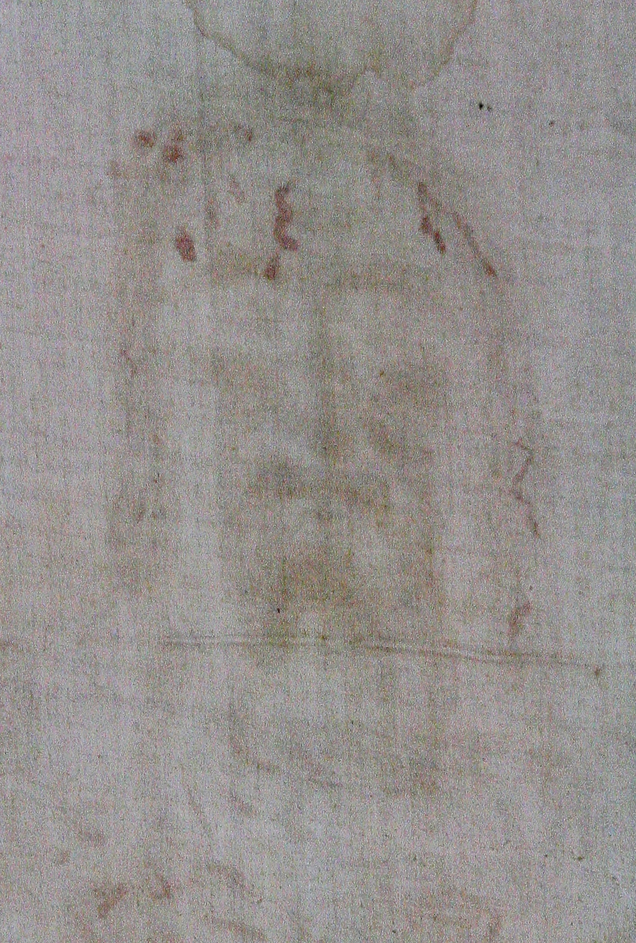 Detail of Turin Shroud displayed inside cathedral of Torino