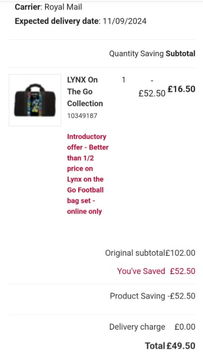 The product was £34 but is now on sale for a mere £16.50