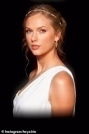 Near the start of the video, we see Swift as a glamorous Grecian woman