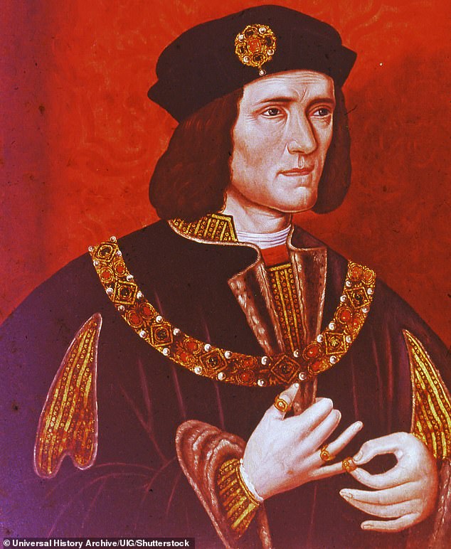 Richard was killed at the Battle of Bosworth on August 22, 1485 and his body was buried at Grey Friars Abbey in Leicester. But his bones were removed and lost for centuries. In 2012, they were rediscovered beneath a car park and the bones were re-interred in a new tomb in Leicester cathedral in 2015. Pictured, a late 16th-century oil portrait