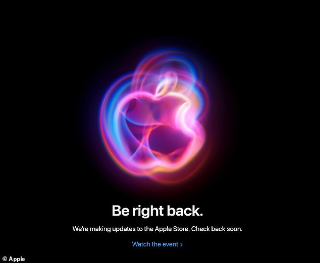 Just hours before the eagerly anticipated iPhone 16 launch event, the Apple Store website has gone down. A message reads: 'Be right back. 'We're making updates to the Apple Store. Check back soon.'