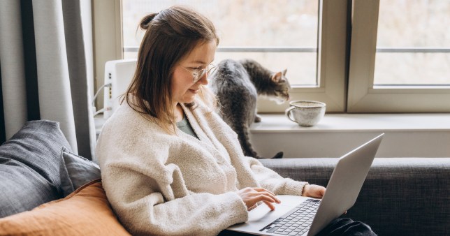 A woman on a laptop