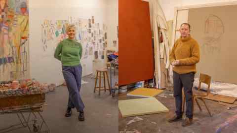 Lorna Roberston (left) and Andrew Cranston in their respective studios in Glasgow