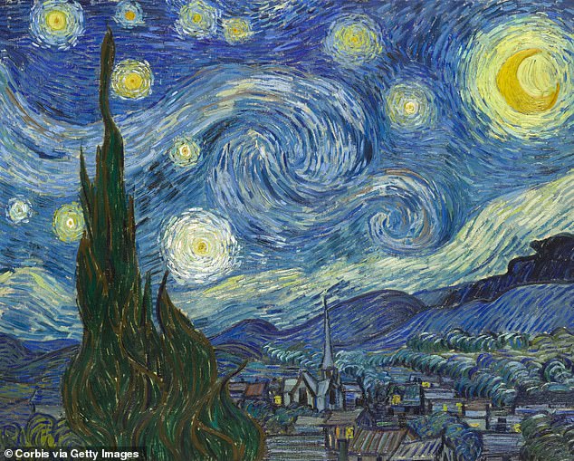 Pictured is Vincent van Gogh's famous oil-on-canvas artwork 'Starry Night', which the Dutch painter created in June 1889