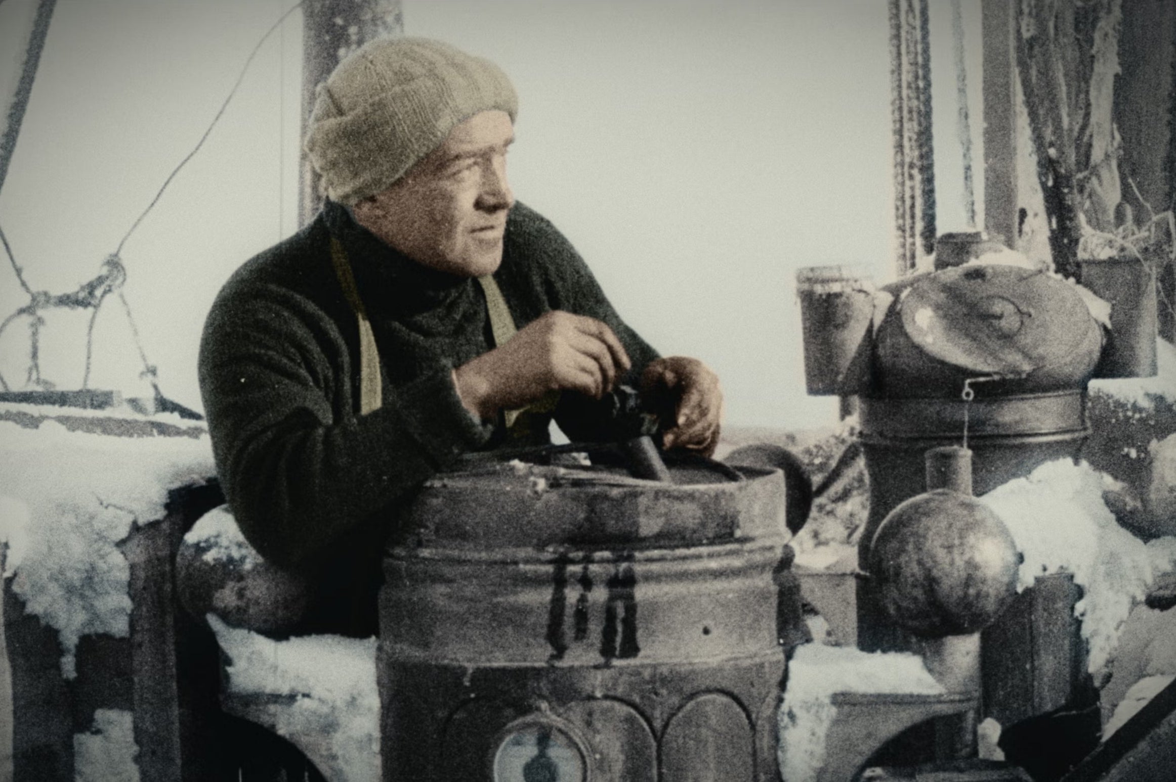 Ernest Shackleton aboard the Endurance.