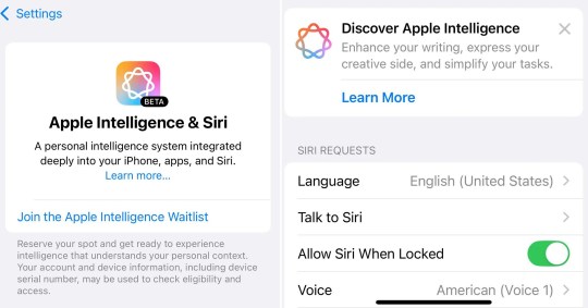 New options in Settings to download Apple Intelligence