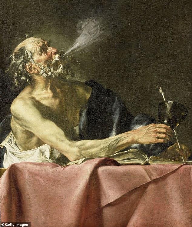 'The Smoker Allegory of Transience' by Hendrick van Someren, painted circa 1615 to 1625, depicts an old man smoking on a clay pipe