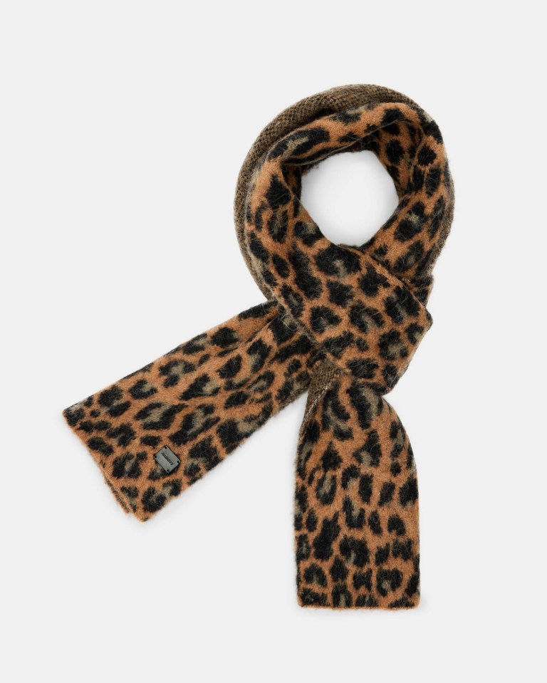 This leopard-print scarf is £95 from All Saints