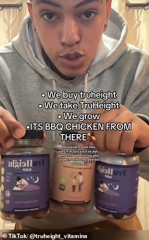 One video by the supplement company advertising the growth gummies, a teenage boy is seen lining up the vitamins with the caption 'we buy TruHeight, we take TruHeight and we grow'