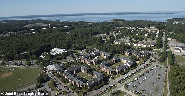 Hastings' recent claims come just weeks after new government records surfaced other UFO waves near military sites, including Joint Base Langley-Eustis (pictured)