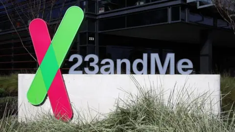 Getty Images The 23andMe logo at the company headquarters in California