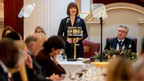 Chancellor Rachel Reeves delivering her Mansion House speech on Thursday