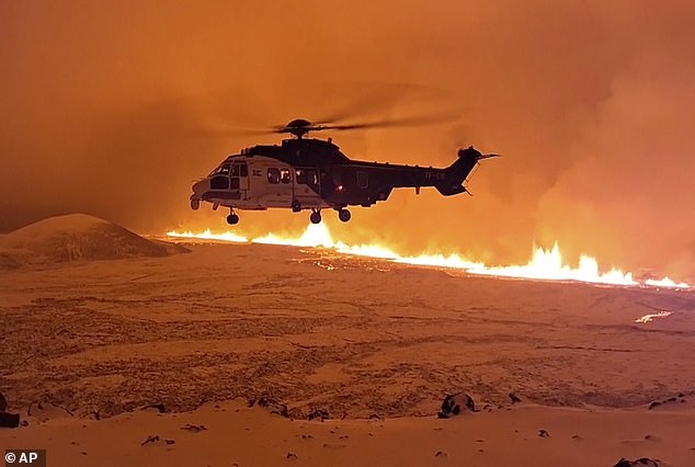 Lava from the December 2023 volcano on Iceland's Reykjanes peninsula fissure (above) could have been aided by melting glaciers - which reduced the weight that kept hot magma trapped inside the Earth. 'We can therefore expect potentially more eruptions,' scientists warned