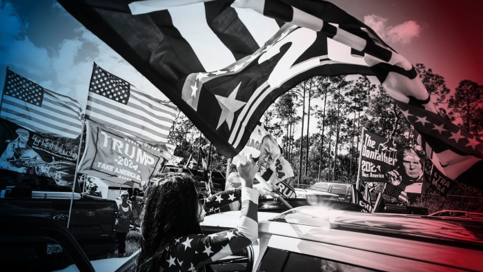 Trump supporters participate in a caravan rally in Florida days before the US election