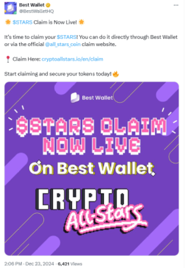 Crypto All-Stars flourishes on Best Wallet 