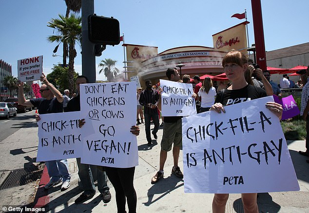 Protests: Chick-fil-A scrapped its Reading pop-up site after just six months when gay rights campaigners targeted it in 2019