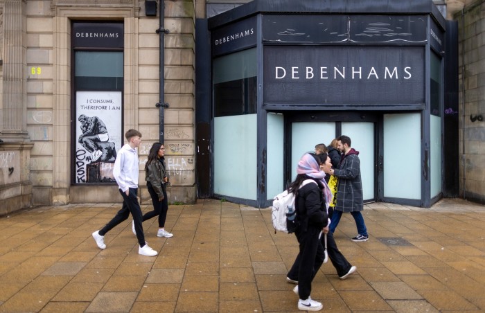 A closed down Debenhams department store on Princes Street in Edinburgh