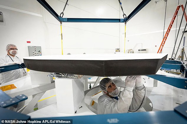 As it passes, the probe will collect particles from the Sun in the 'Solar Probe Cup' (pictured) which is made of Titanium-Zirconium-Molybdenum, a metal alloy with a melting point of 2,349 °C (4,260 °F)