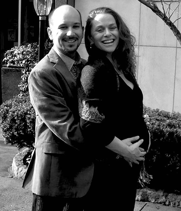 Dr Liebman's niece Karen is pictured with her husband Andrew. The couple is showing off Karen's baby bump just one day before her freak deadly heart attack