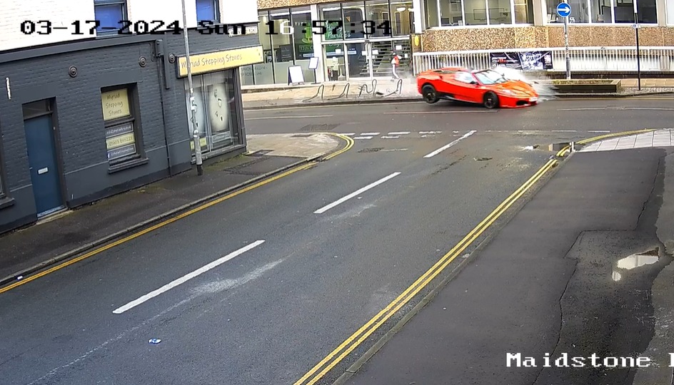 Baptiste narrowly missed a man who was jogging behind the bike racks