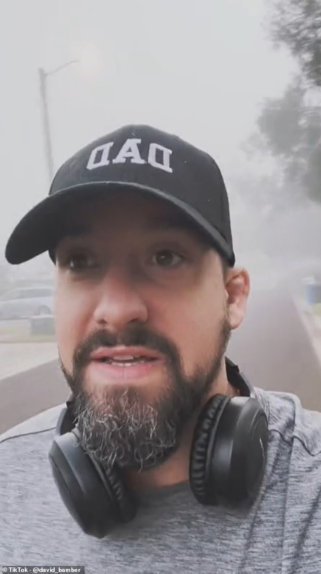 David Bamber from St Petersburg, Florida said the 'weirdest part' is the taste and smell of the fog. It smells like the aftermath of the fireworks show and it tastes 'toxic'